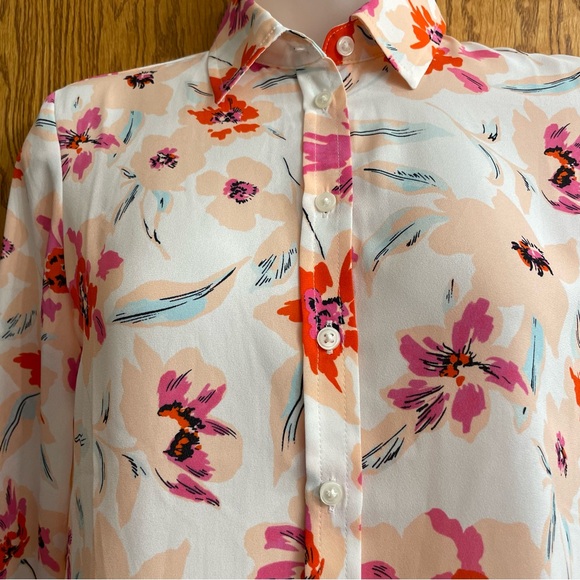 Banana Republic Dhillon Classic Fit Petite Multi Coloured Floral Blouse XXS/TTP - Picture 3 of 13